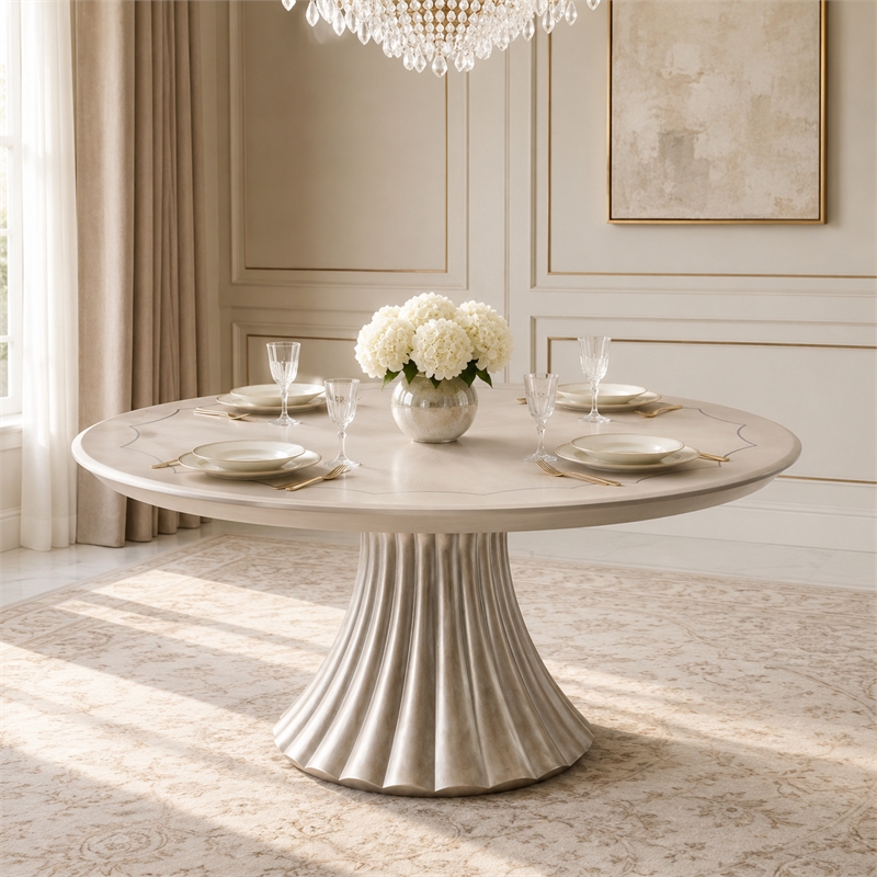 Fantosini 60-inch Round Dining Table - Silver