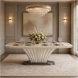 Fantosini Pedestal Dining Table - Silver Mist