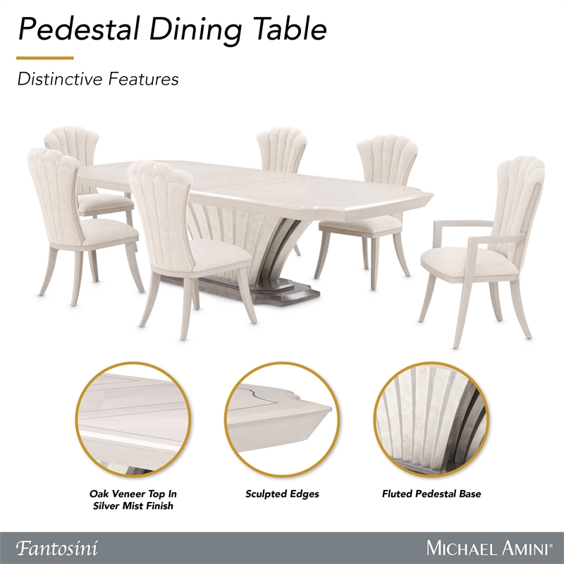 Fantosini Pedestal Dining Table - Silver Mist