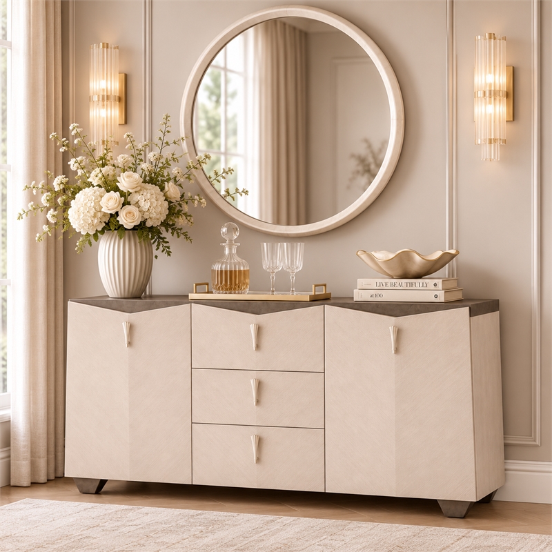 fantosini sideboard with wall mirror - silver mist