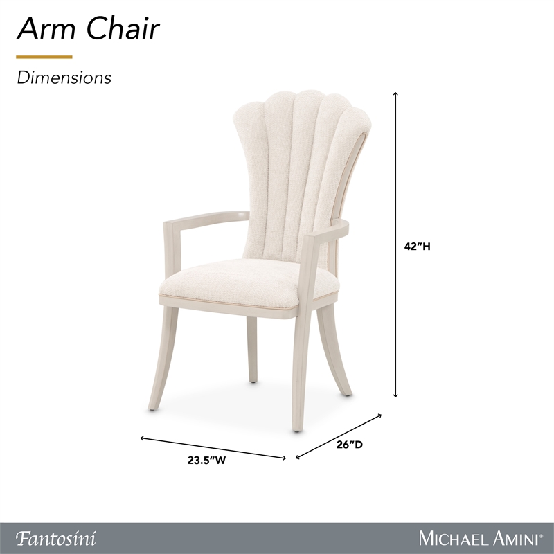 Fantosini Chenille Dining Arm Chair - Set of 2 - Cappuccino/Silver Mist