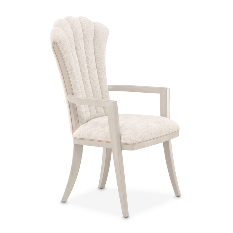 Fantosini Chenille Dining Arm Chair - Set of 2 - Cappuccino/Silver Mist