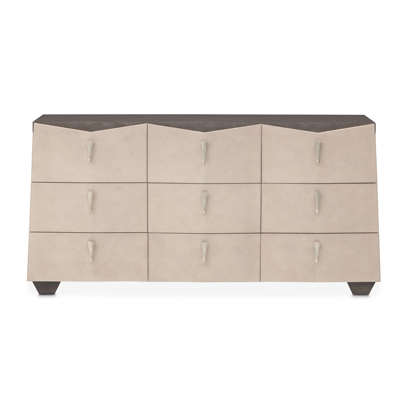 Fantosini Dresser with Round Mirror - Silver Mist