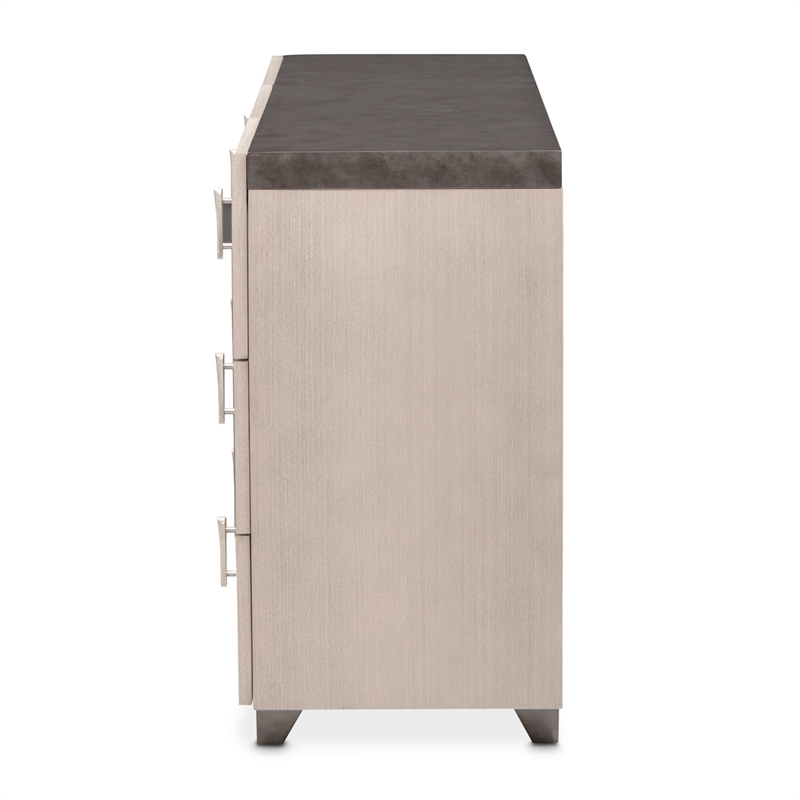 Fantosini Dresser with Round Mirror - Silver Mist