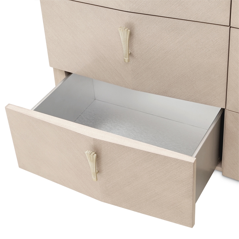 Fantosini Dresser with Round Mirror - Silver Mist