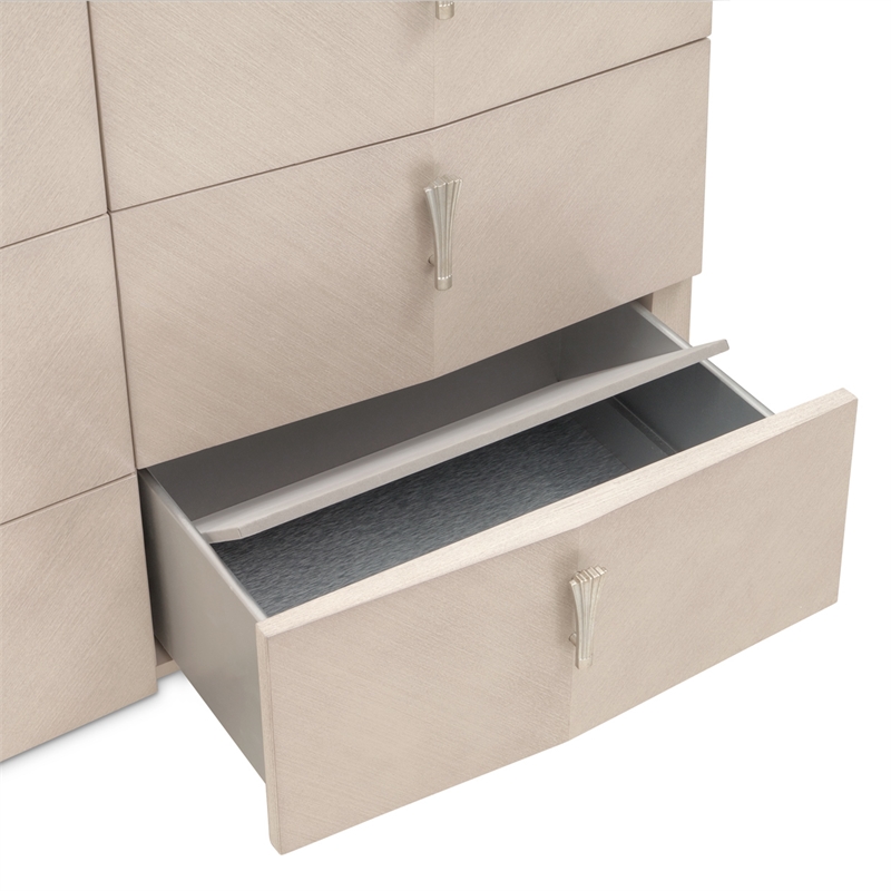 Fantosini Dresser with Round Mirror - Silver Mist
