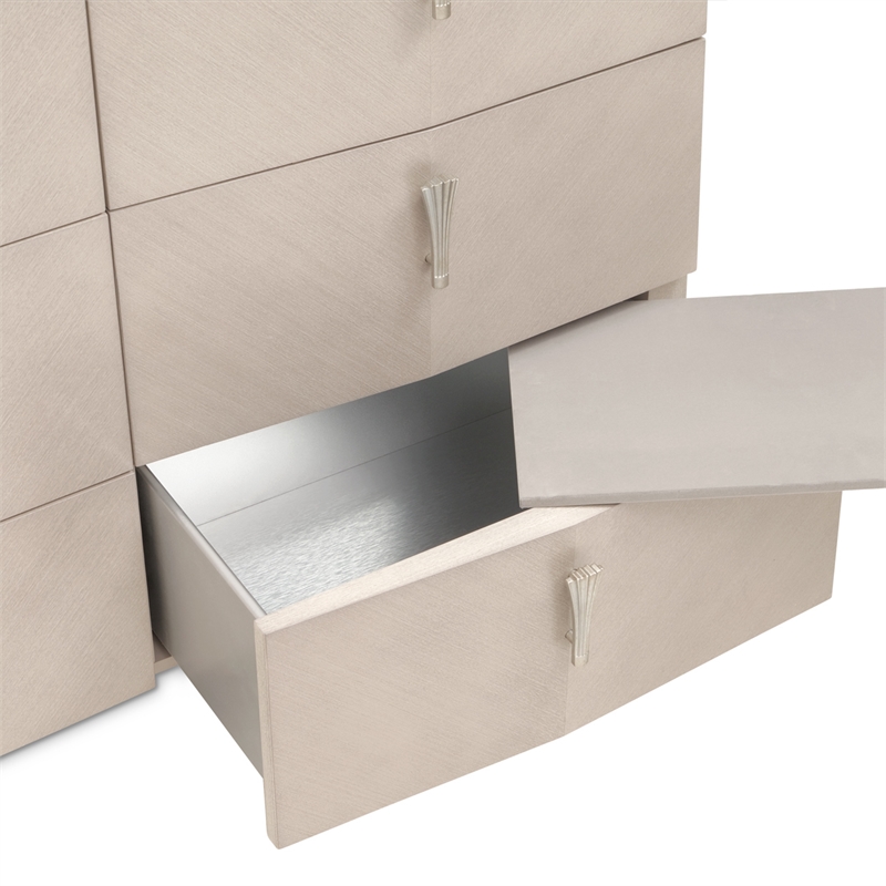 Fantosini Dresser with Round Mirror - Silver Mist