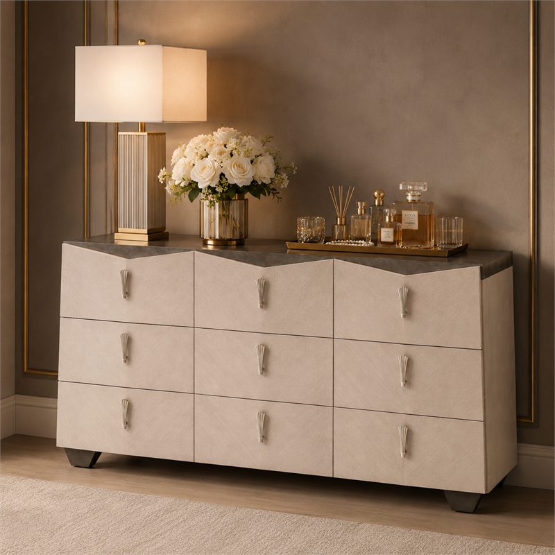Fantosini 9-Drawer Dresser - Silver Mist