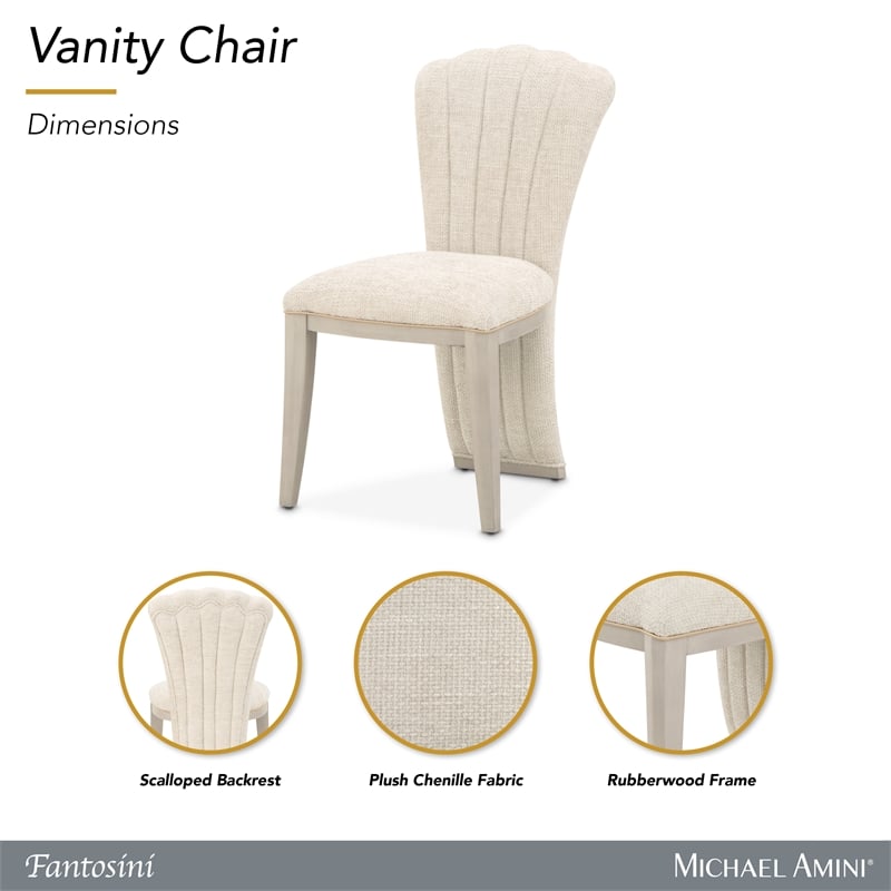 Fantosini Chenille Vanity Chair - Cappuccino/Silver Mist