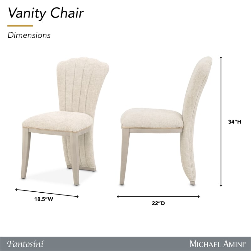 Fantosini Chenille Vanity Chair - Cappuccino/Silver Mist