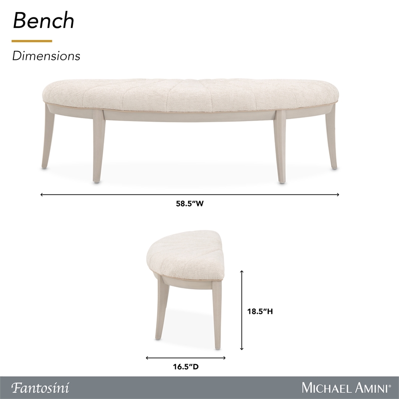 Fantosini Chenille Accent Bench - Cappuccino/Silver Mist