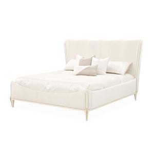 La Terrazza King Chenille Panel Bed - Creamy Pearl