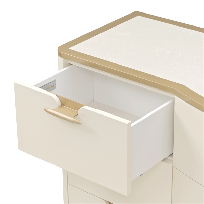La Terrazza 9-Drawer Dresser with Mirror - Creamy Pearl