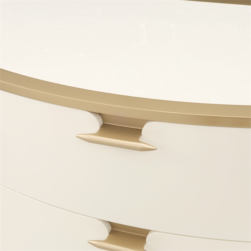 La Terrazza 9-Drawer Dresser with Mirror - Creamy Pearl