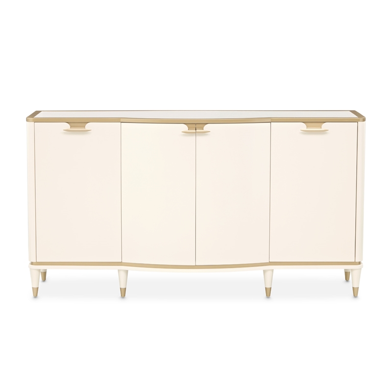 Michael Amini La Terrazza Sideboard with Mirror in Creamy Pearl
