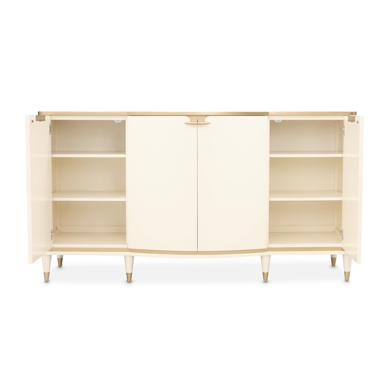 Michael Amini La Terrazza Sideboard with Mirror in Creamy Pearl