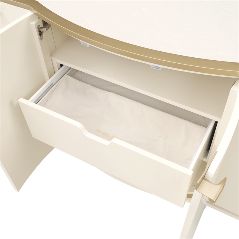 Michael Amini La Terrazza Sideboard with Mirror in Creamy Pearl