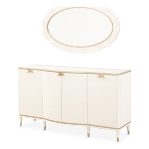 Michael Amini La Terrazza Sideboard with Mirror in Creamy Pearl