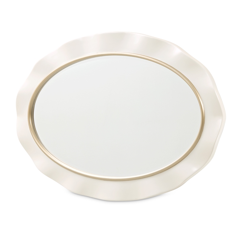 Michael Amini La Terrazza Wall Accent Mirror in Creamy Pearl