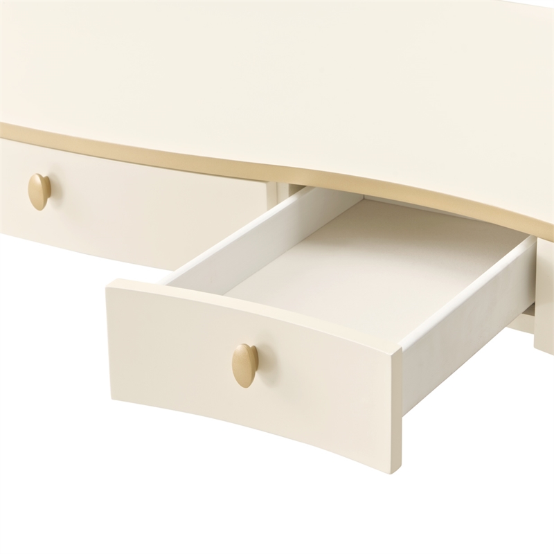 La Terrazza Vanity Desk with Drawers - Creamy Pearl