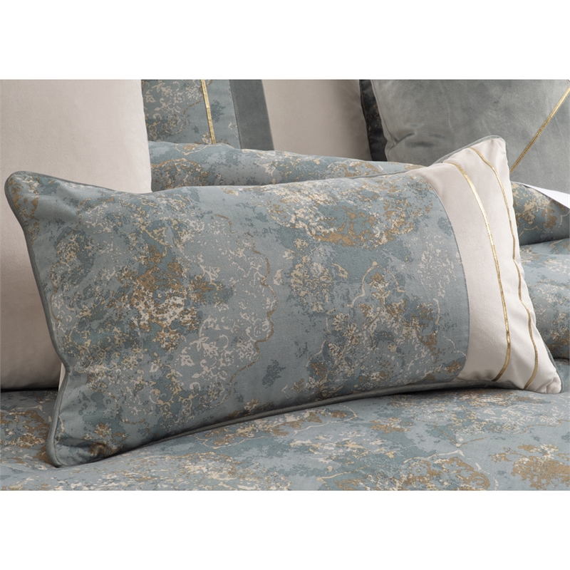 Debonair 10-Piece King Velvet Comforter Set - Misty Aqua