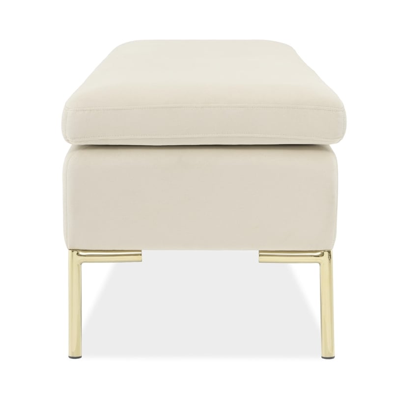 Zennia Velvet Accent Bench - Ivory
