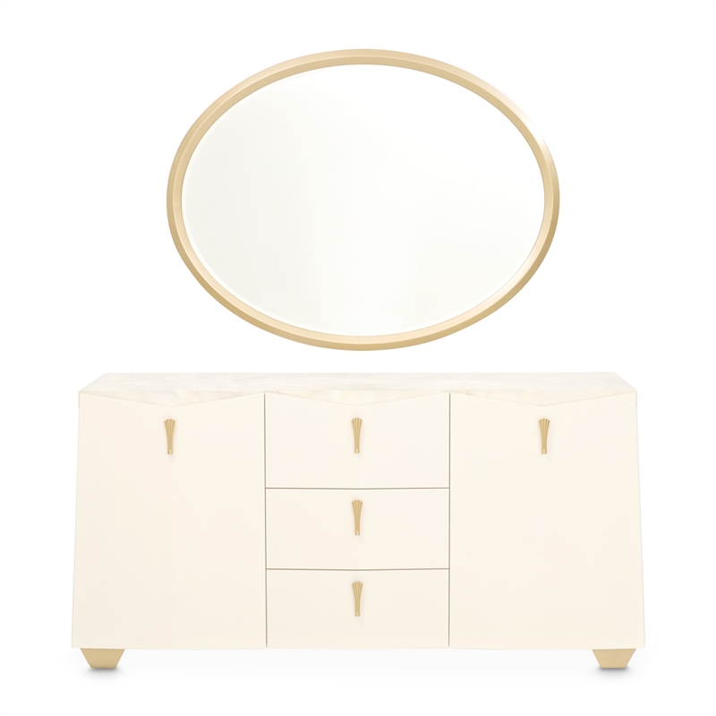 Fantosini Sideboard with Wall Mirror - Creamy Pearl