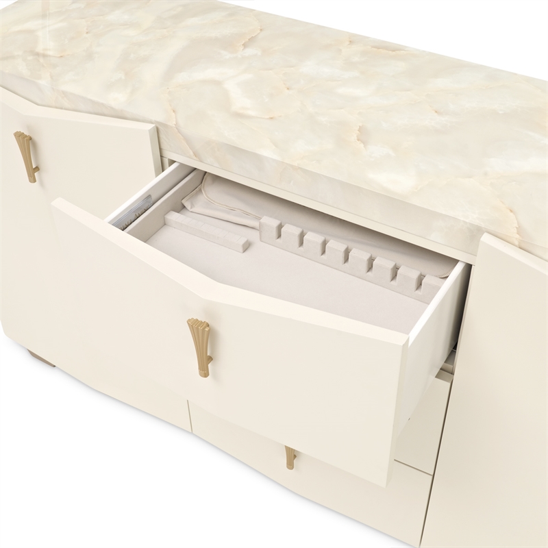 Fantosini Sideboard with Wall Mirror - Creamy Pearl