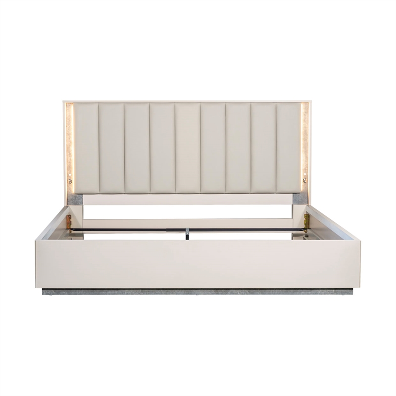 Pavira Eastern King Bed with LED Lights - Stone
