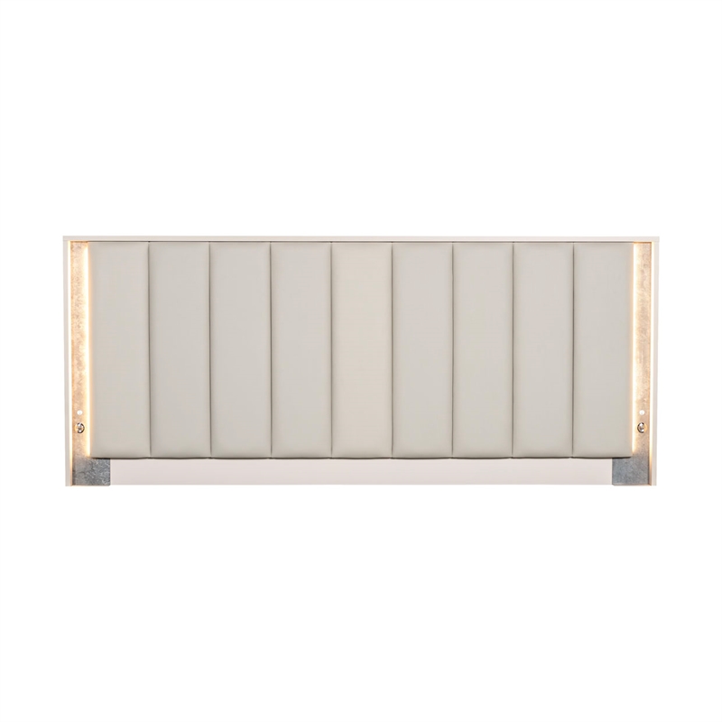 Pavira Eastern King Bed with LED Lights - Stone