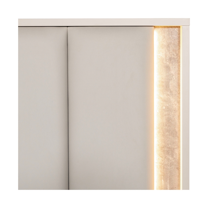 Pavira Eastern King Bed with LED Lights - Stone