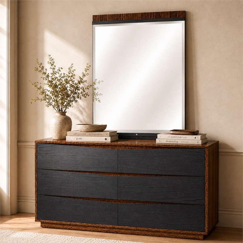 Kayner Dresser with Mirror - Charcoal