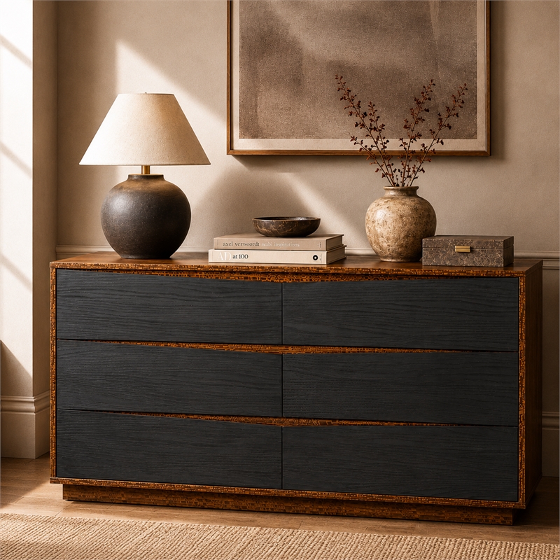 Kayner 6-Drawer Dresser - Charcoal