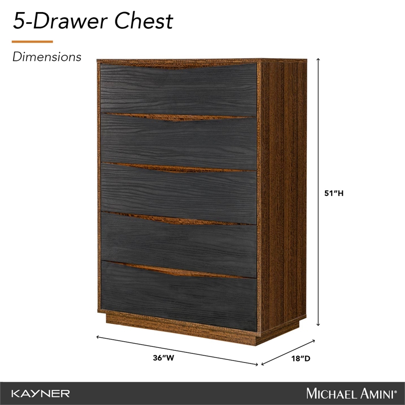 Kayner 5-Drawer Chest - Charcoal