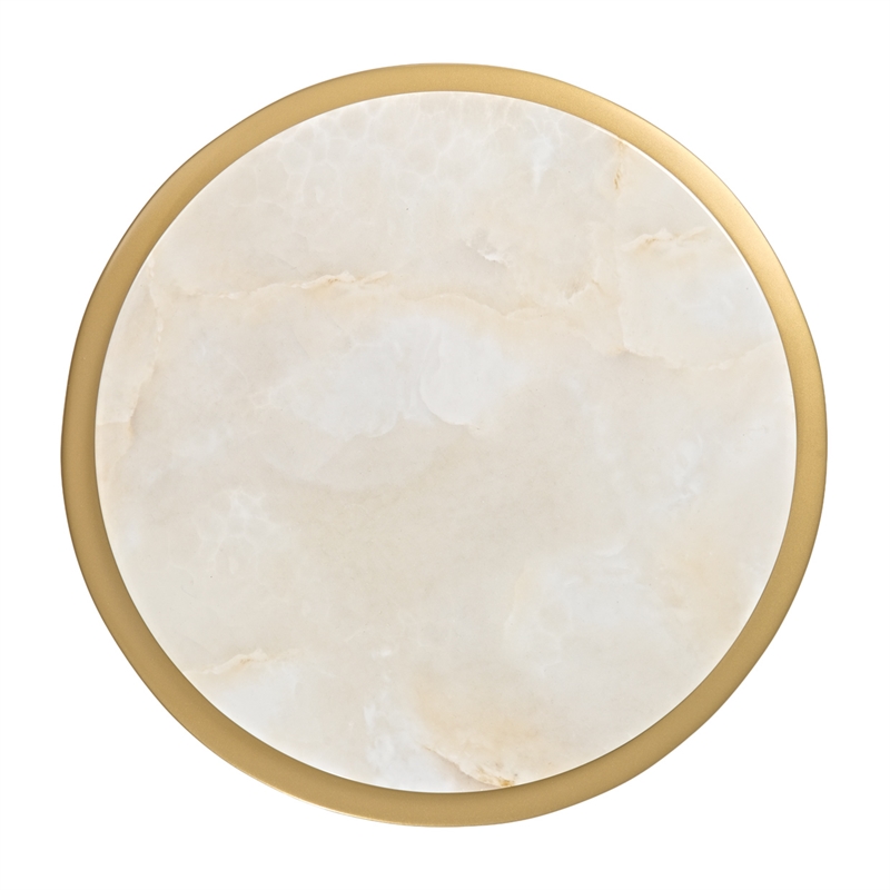 Scotts Square Round Chairside Table - Light Champagne/Gold