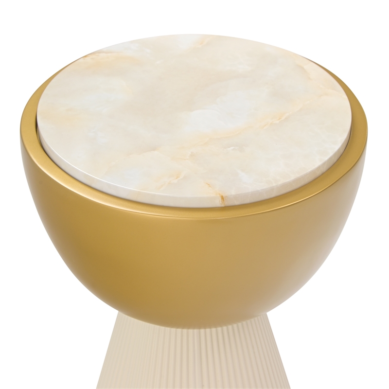 Scotts Square Round Chairside Table - Light Champagne/Gold