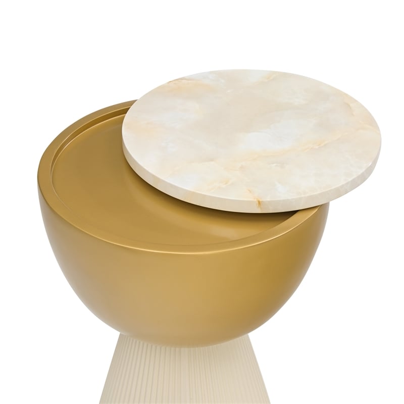 Scotts Square Round Chairside Table - Light Champagne/Gold