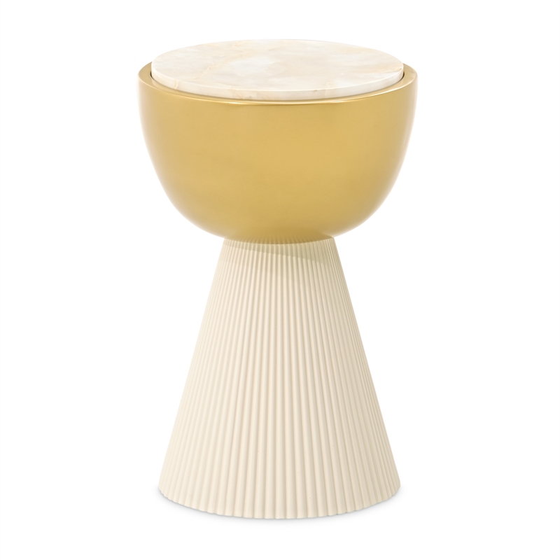 Scotts Square Round Chairside Table - Light Champagne/Gold