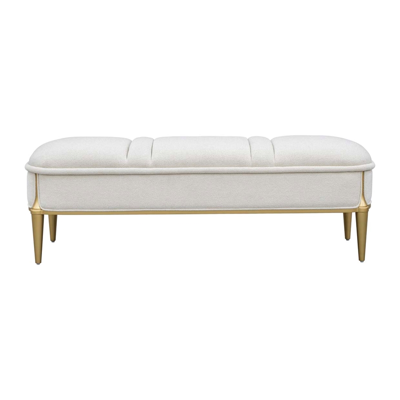 Scotts Square Chenille Accent Bench - Cornsilk/Gold
