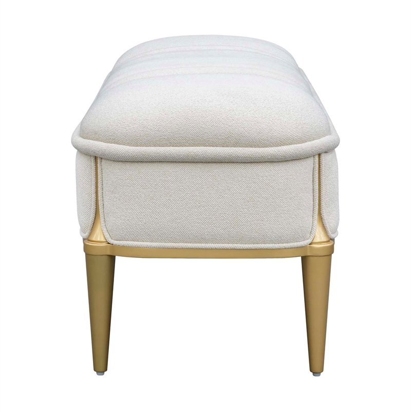 Scotts Square Chenille Accent Bench - Cornsilk/Gold