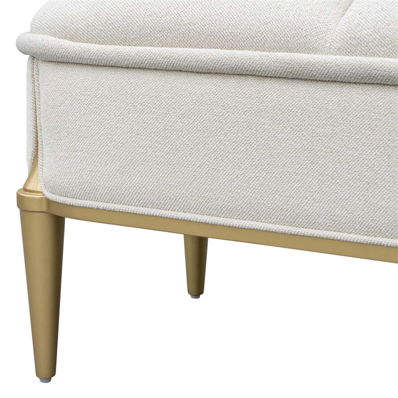 Scotts Square Chenille Accent Bench - Cornsilk/Gold