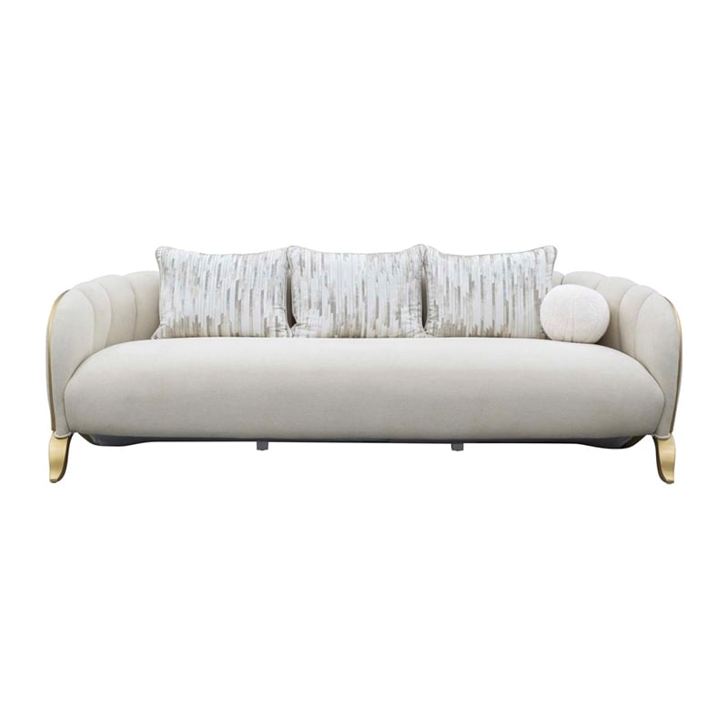 Scotts Square Chenille Sofa - Cornsilk/Gold