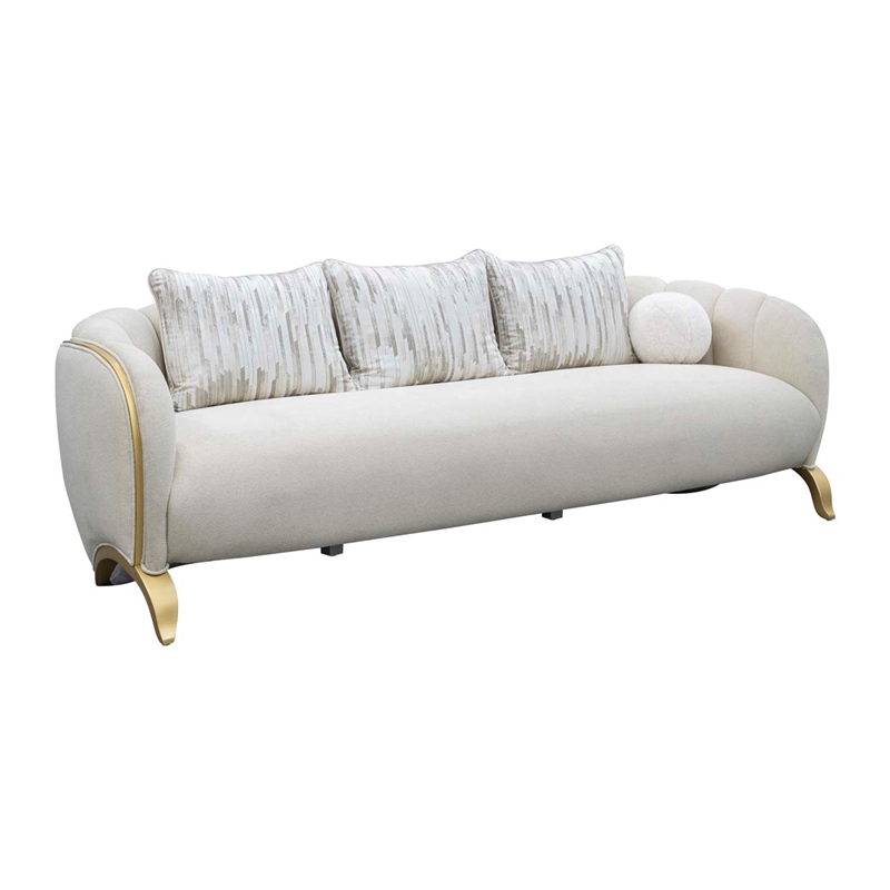 Scotts Square Chenille Sofa - Cornsilk/Gold