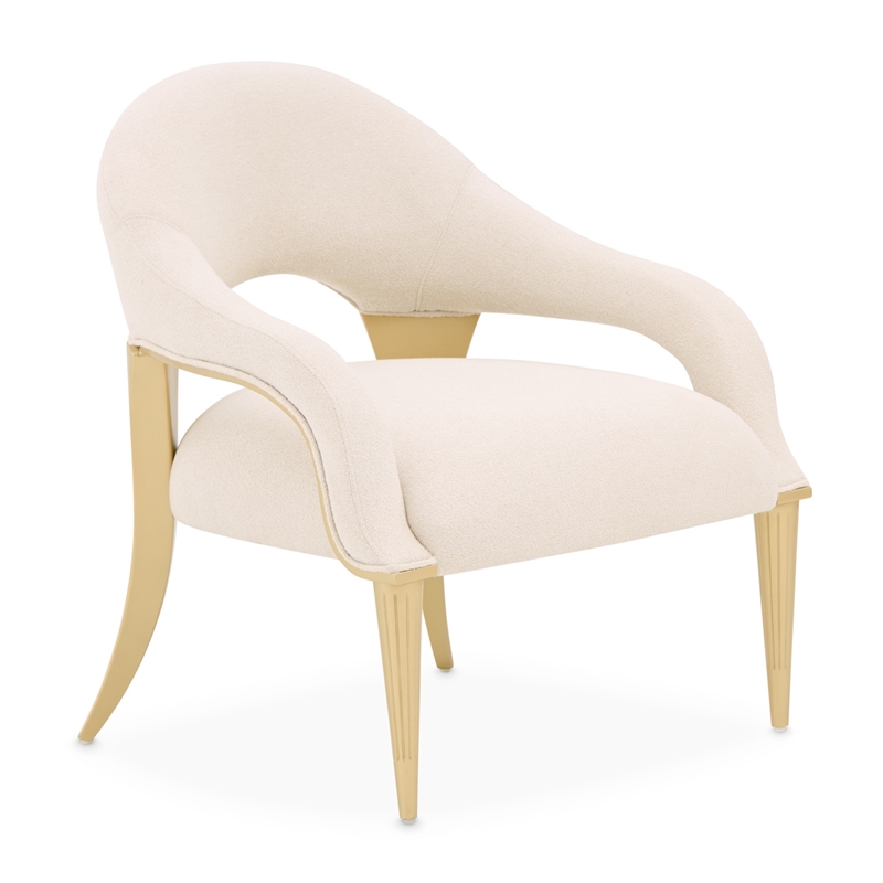 Scotts Square Chenille Accent Chair - Cornsilk/Gold