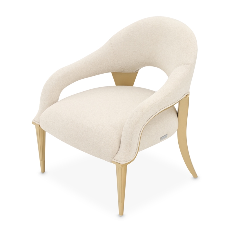 Scotts Square Chenille Accent Chair - Cornsilk/Gold