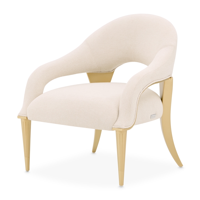 Scotts Square Chenille Accent Chair - Cornsilk/Gold