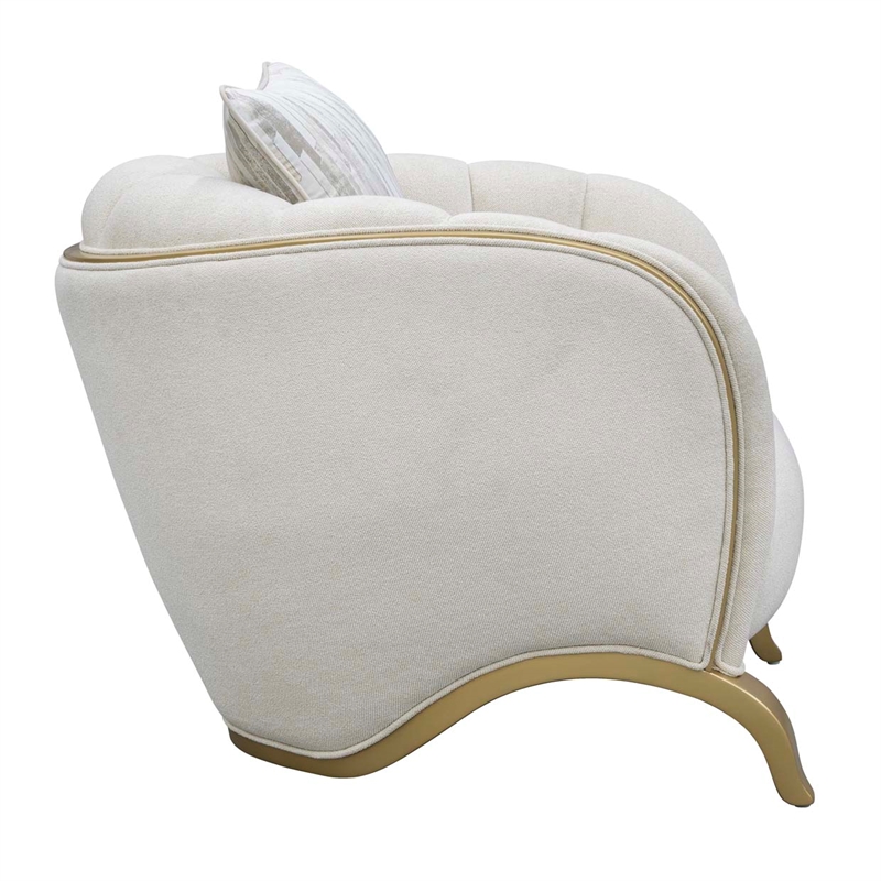 Scotts Square Chenille Matching Accent Chair - Cornsilk/Gold
