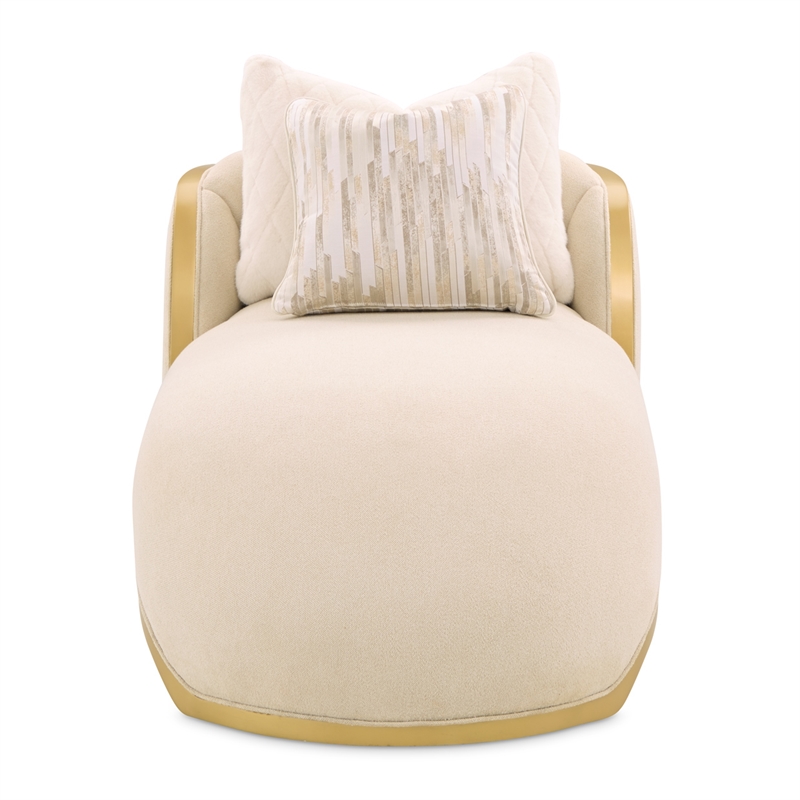 Scotts Square Chenille Chaise Lounge - Cornsilk/Gold
