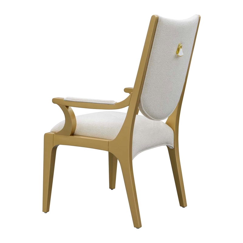 Scotts Square Chenille Dining Arm Chair - Cornsilk/Gold