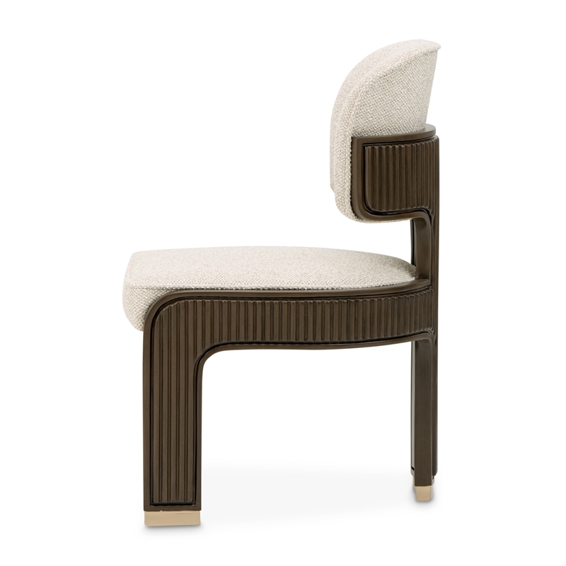 West Kensington Boucle Dining Side Chair - Set of 2 - Buff/Medium Espresso